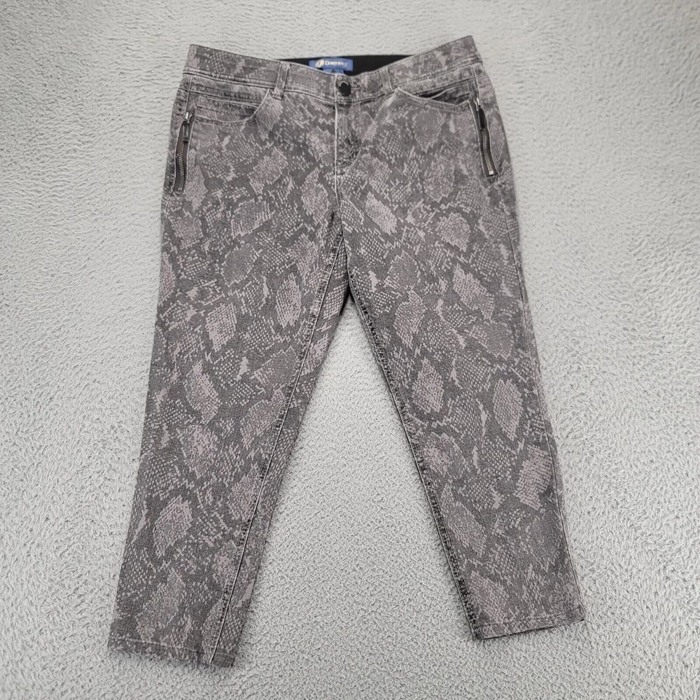 Democracy‎ Jeans Womens 12 Gray Ab Solution Snakeskin Stretch Denim Skinny Ankle